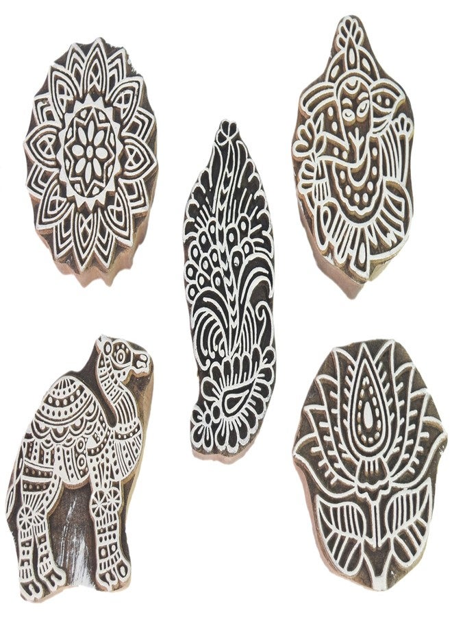 Global Art Lot of 10 Different Pattern Wooden Fabric Textile Printing Block Stamps � Handcrafted Wooden Printing Stamp � Decor Print Block i77-186 - Image 4